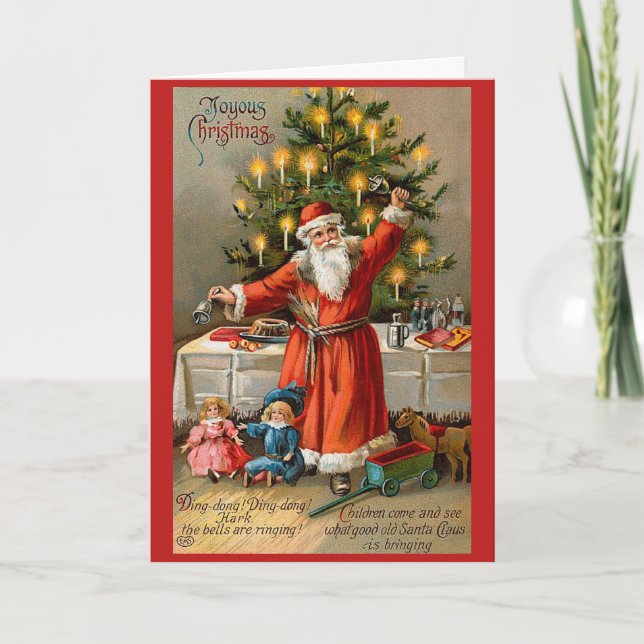 Ringing Bell Classic Santa Christmas Card (Front)