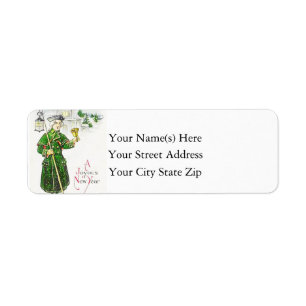 Ringing In A Joyous New Year Vintage Christmas Return Address Label