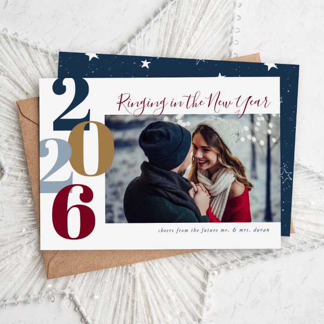 Ringing in the New Year Engagement Photo Holiday Card (Creator Uploaded)