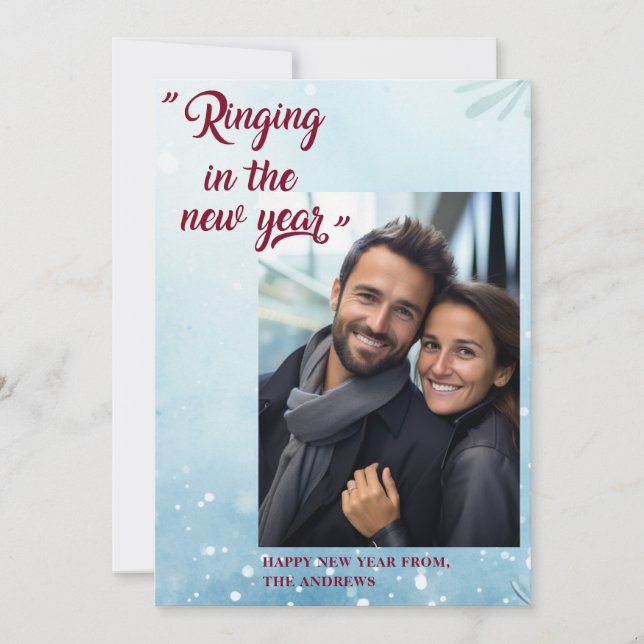 Ringing in the New Year ! Modern, photo Holiday Card (Front)