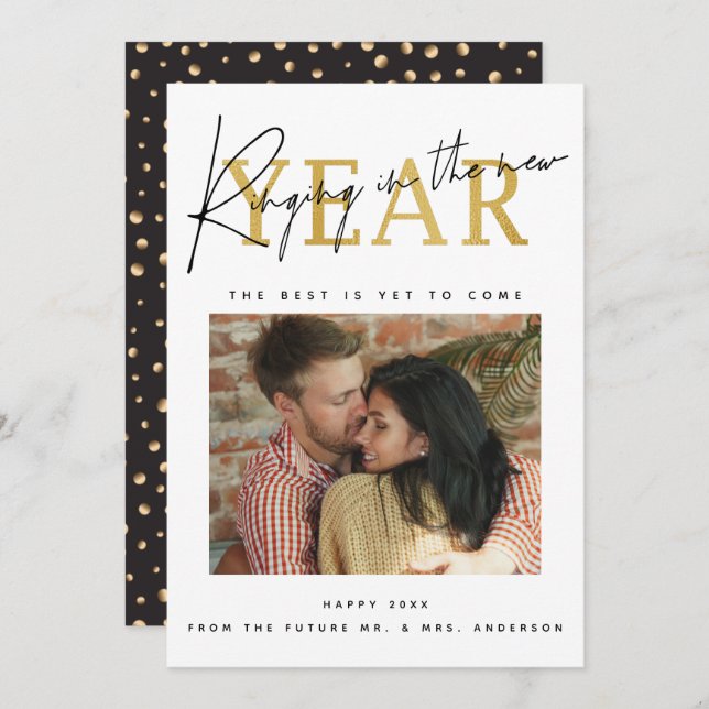 Ringing In The New Year Photo Holiday Card (Front/Back)