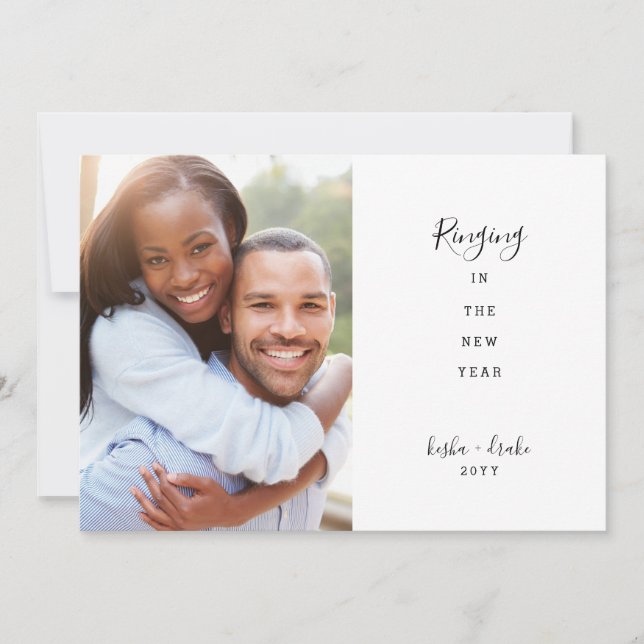 Ringing In The New Year Wedding Save The Date (Front)