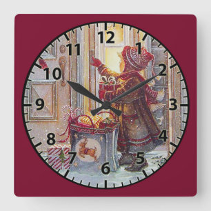 Ringing The Bell at Christmas Fine Art Square Wall Clock