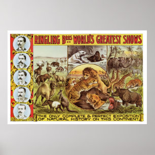 Ringling Bros. Wild Animal Advertisement 1900's Poster