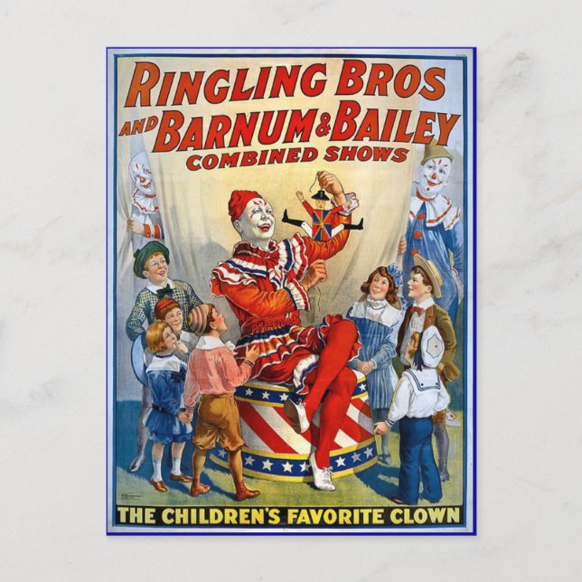 Ringling Brothers & Barnum & Bailey Vintage Clowns Postcard (Front)