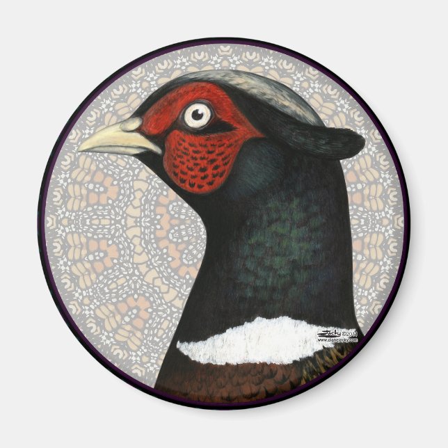 Ringneck Pheasant Circle Magnet (Front)