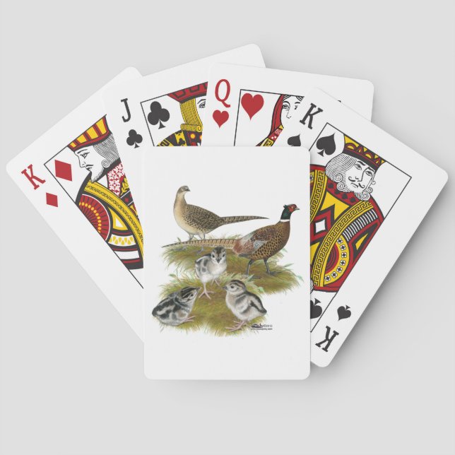 Ringneck Pheasant Family Playing Cards (Back)