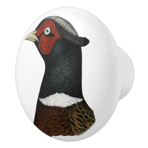 Ringneck Pheasant Head Ceramic Knob