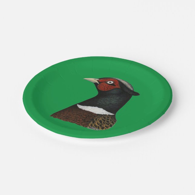 Ringneck Pheasant Head Paper Plate (Angled)