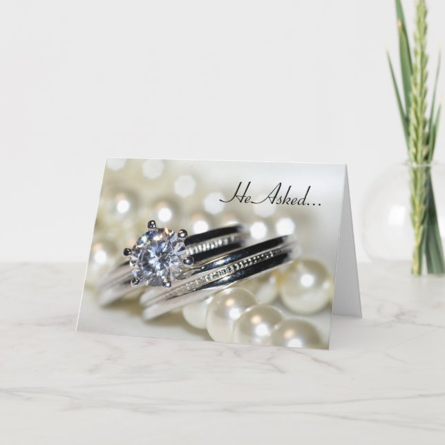 Rings and White Pearls Engagement Announcement (Front)