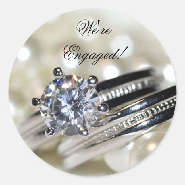 Rings and White Pearls Engagement Envelope Seals (Front)