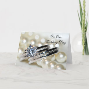 Rings and White Pearls Our Wedding Day Card
