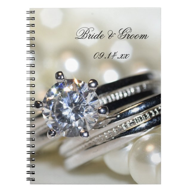 Rings and White Pearls Wedding Notebook (Front)