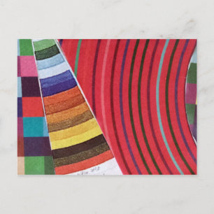 rings, circles, and checks mini collage postcard