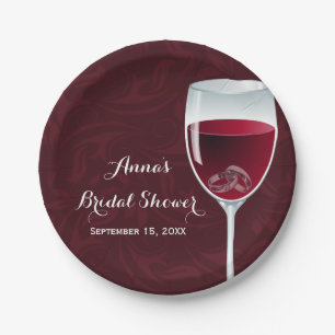 Rings in Wine Glass Bridal Wedding Shower Paper Plate