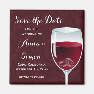 Rings in Wine Glass Wedding Save the Date Magnet