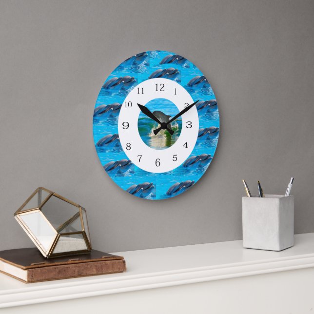 Rings Of The Dolphins,  Large Clock (Office)