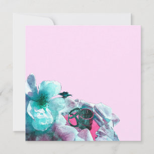 Rings with white rose petals invitation