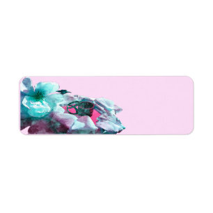 Rings with white rose petals return address label