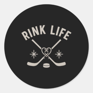 Rink Life Hockey Minimalist Winter Season Gift Fri Classic Round Sticker