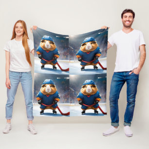 "Rink Rookie: The Ice Hockey Guinea Pig" Fleece Blanket