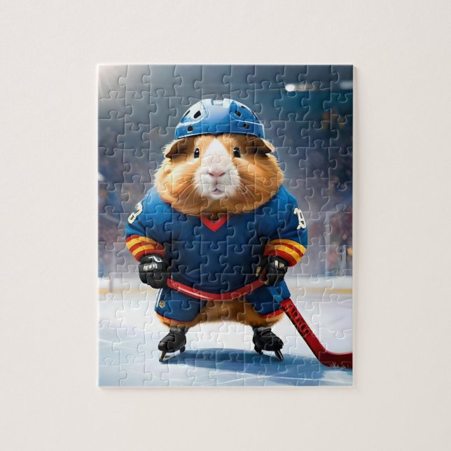 "Rink Rookie: The Ice Hockey Guinea Pig" Jigsaw Puzzle (Vertical)