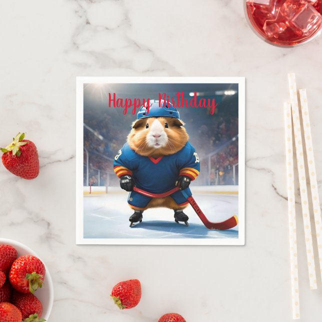 "Rink Rookie: The Ice Hockey Guinea Pig" Napkin (Insitu)