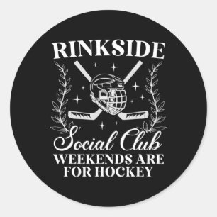 Rinkside Social Club Ice Hockey Mom Of A Hockey Pl Classic Round Sticker