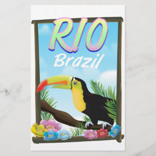 Rio Brazil Toucan travel poster Stationery