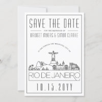 Rio Brazil Wedding Stylised Skyline Save the Date