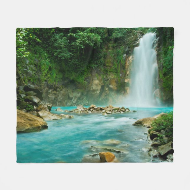Rio Celeste Falls Fleece Blanket (Front (Horizontal))