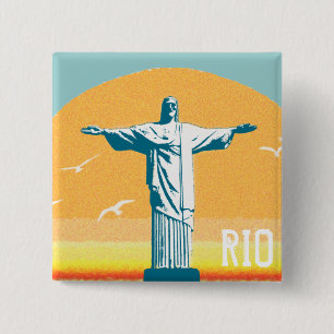 Rio - Corcovado - Jesus Christ the Redeemer 15 Cm Square Badge