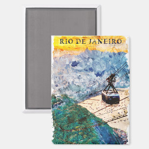 Rio de Janeiro Brasil Watercolor Art Magnet