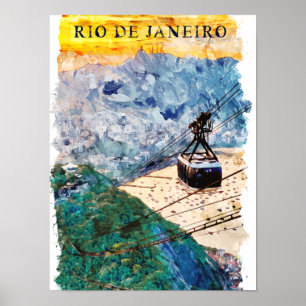 Rio de Janeiro Brasil Watercolor Art Poster