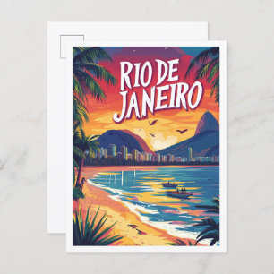 Rio de Janeiro Brazil Art Illustration Travel Postcard