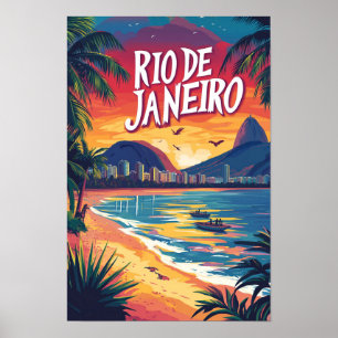Rio de Janeiro Brazil Art Illustration Travel Poster