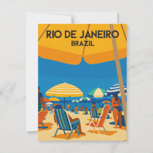 Rio De Janeiro Brazil Beach Vintage Travel Postcard