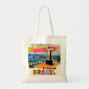 Rio de Janeiro Brazil Christ Retro Collage Travel Tote Bag