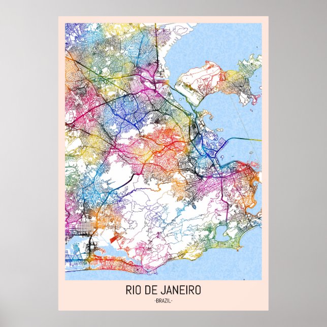 Rio de Janeiro Brazil City Map Poster (Front)
