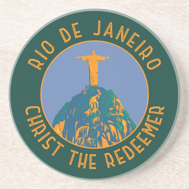 Rio De Janeiro Brazil Distressed Circle Coaster (Front)