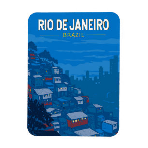 Rio De Janeiro Brazil Favela Travel Art Vintage Magnet