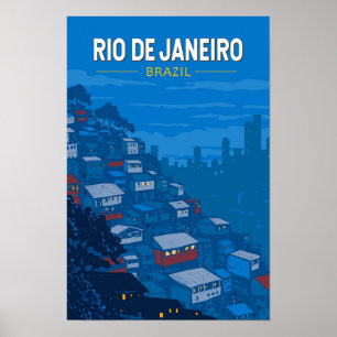 Rio De Janeiro Brazil Favela Travel Art Vintage Poster