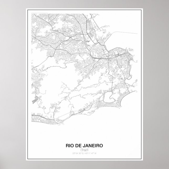 Rio de Janeiro, Brazil, Minimalist Map Poster s.2 (Front)