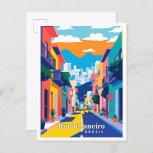 Rio de Janeiro Brazil Pop Art Travel Illustration Postcard