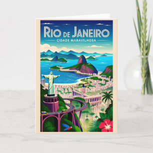 Rio de Janeiro Brazil Retro Travel Poster Art Card