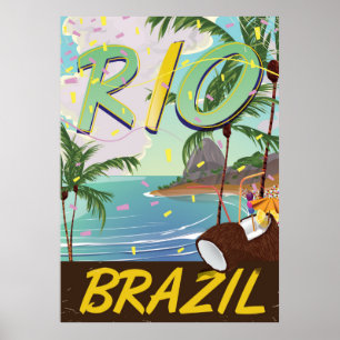 rio de janeiro Brazil retro travel print. Poster