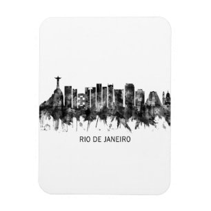 Rio de Janeiro Brazil Skyline BW Magnet