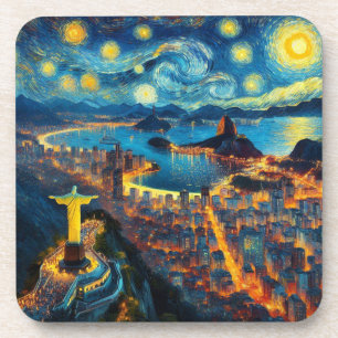Rio De Janeiro Brazil Starry Night Coaster