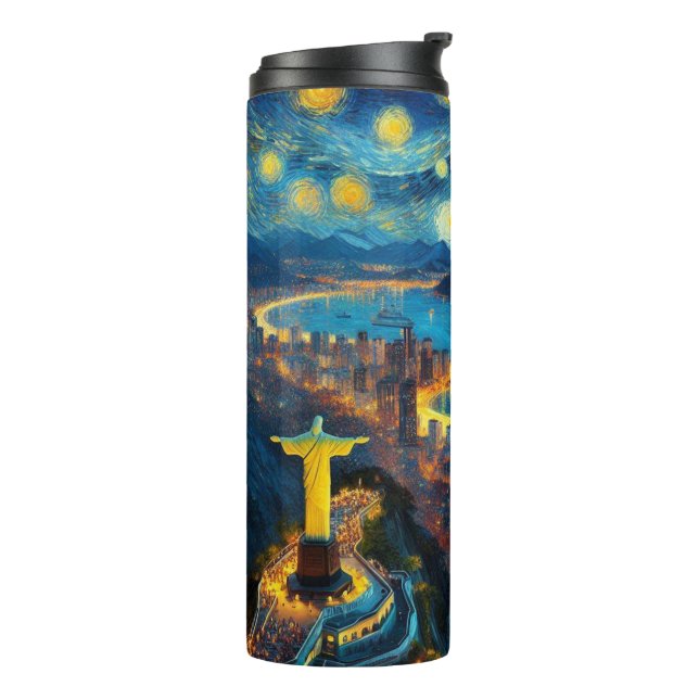 Rio De Janeiro Brazil Starry Night Thermal Tumbler (Rotated Left)