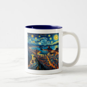 Rio De Janeiro Brazil Starry Night Two-Tone Coffee Mug